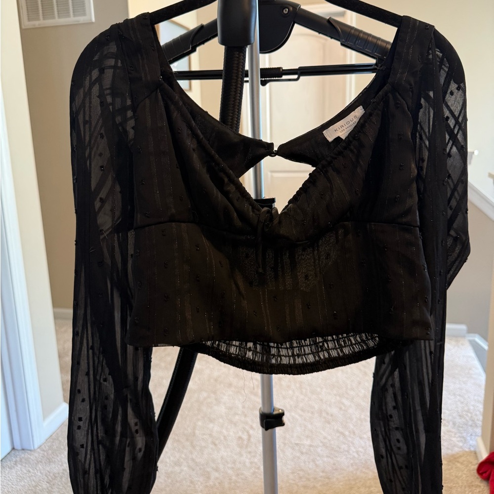 Black sparkle going out crop top